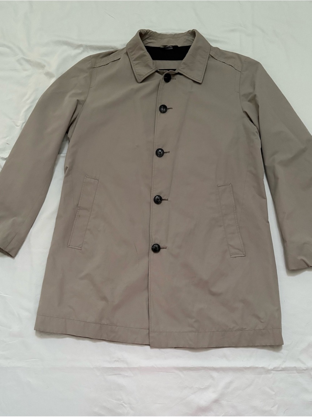 Hugo Boss Mens Trench Coat Jacket sz 40R Beige Classic
